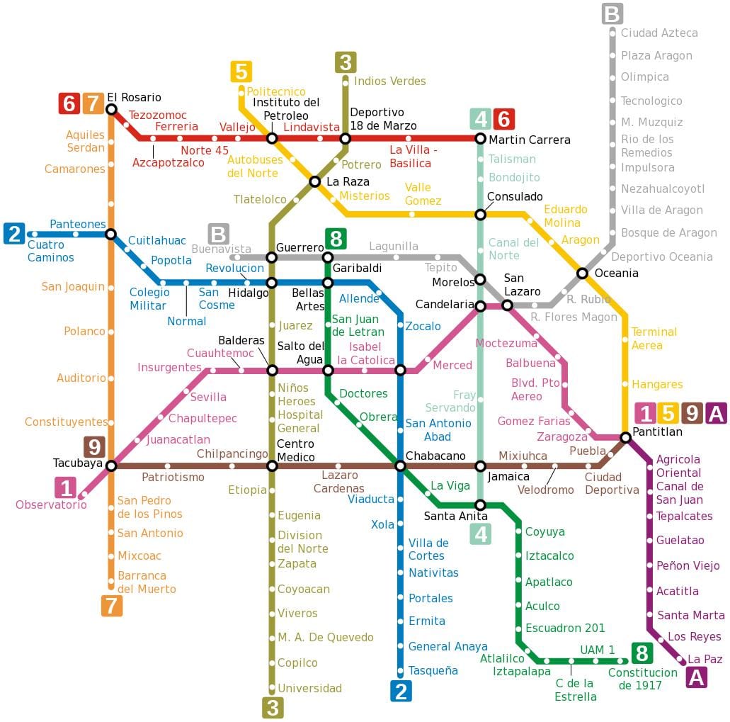 Carte de métro de la Ville de Mexico