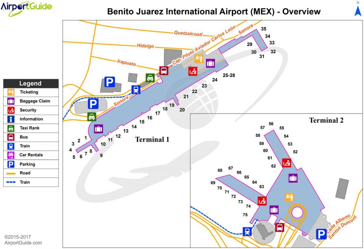 La Ville de Mexico terminal 1 carte