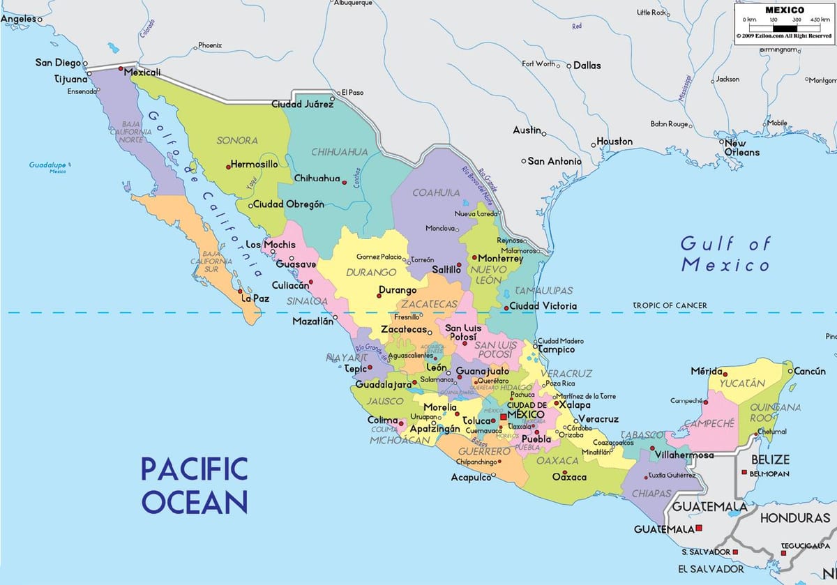 carte de la Ville de Mexico état