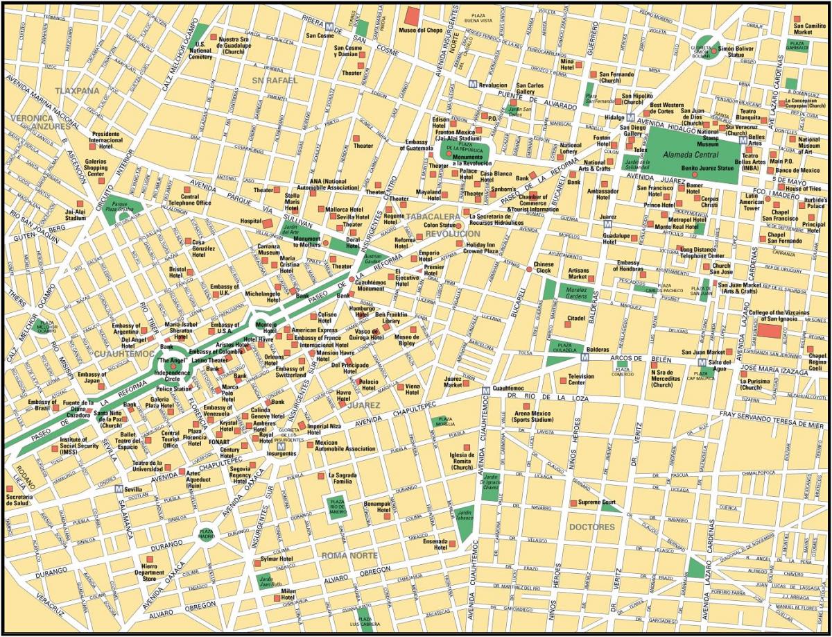 carte de la Ville de Mexico visites