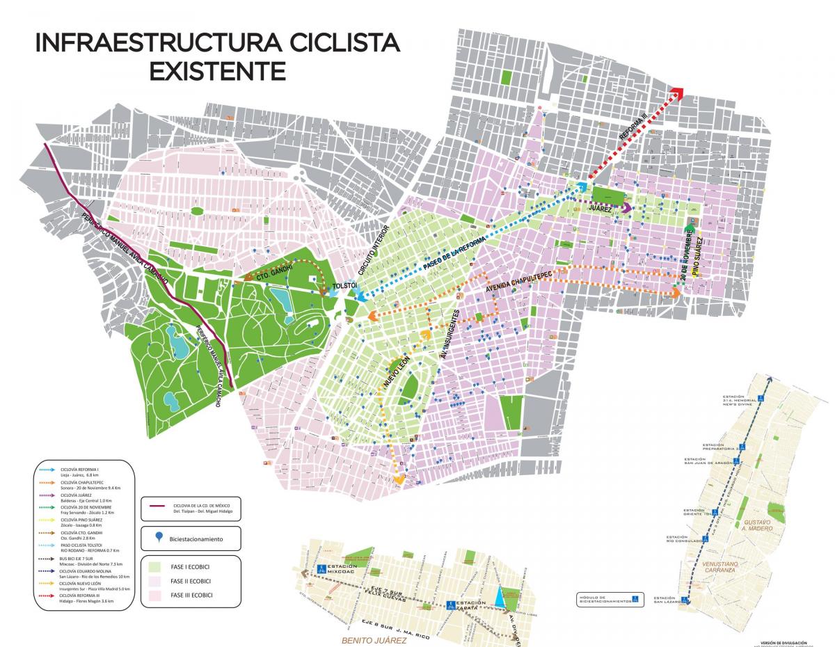 carte de la Ville de Mexico vélo