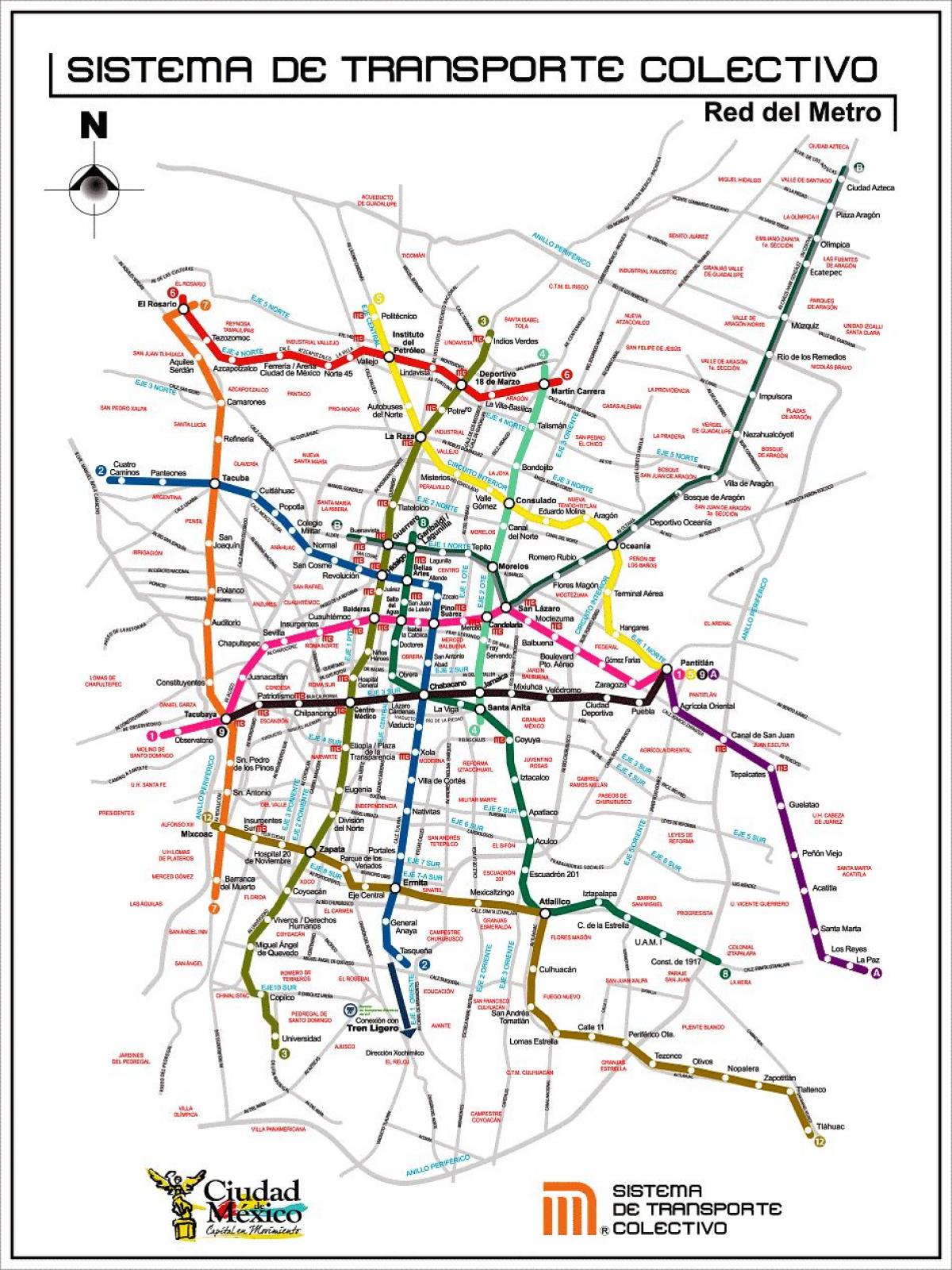 carte de la Ville de Mexico transit