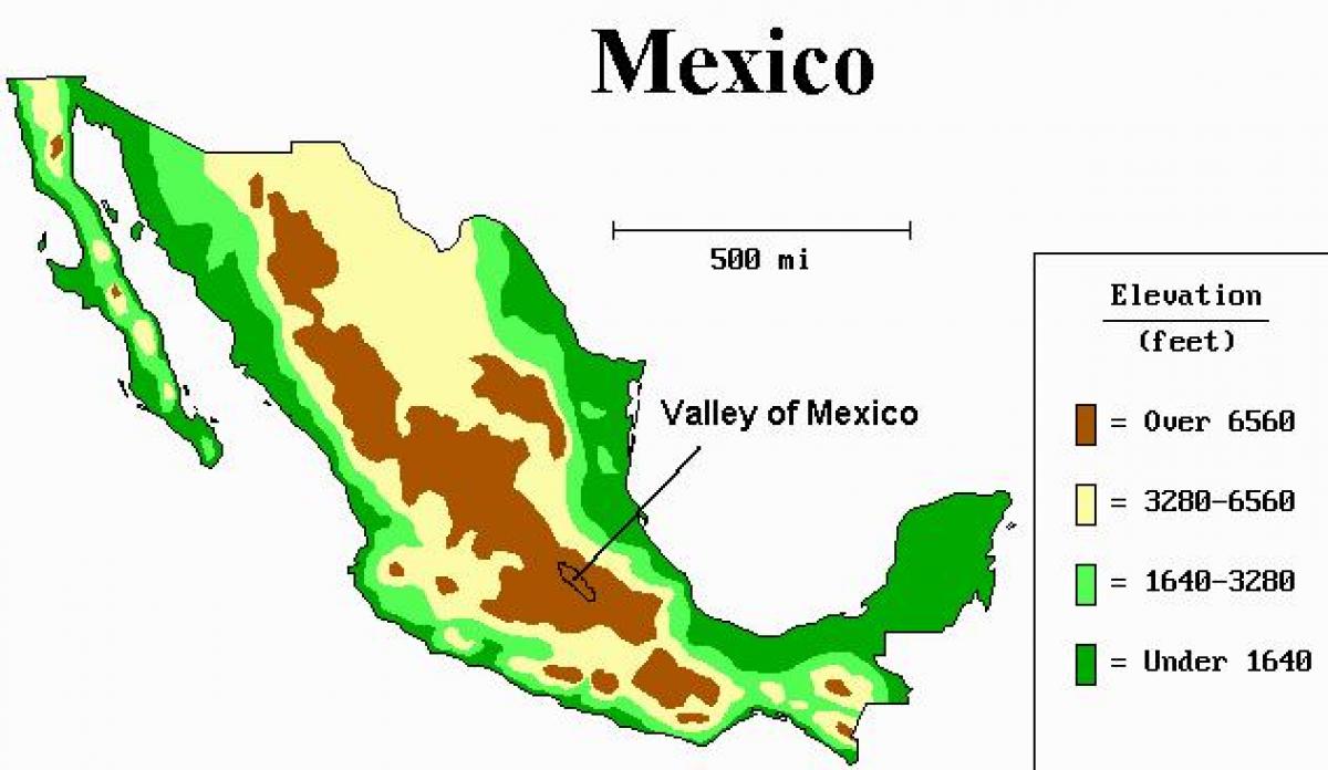 carte de la vallée de Mexico