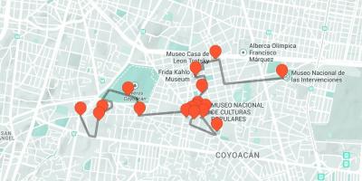 Carte de la Ville de Mexico visite à pied